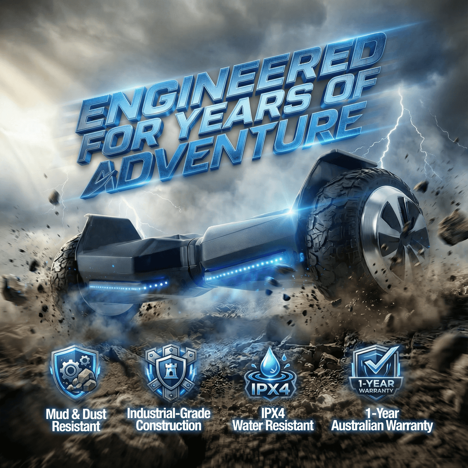 Elektra Off-Road Hoverboard - Built Tough For Outdoor Fun