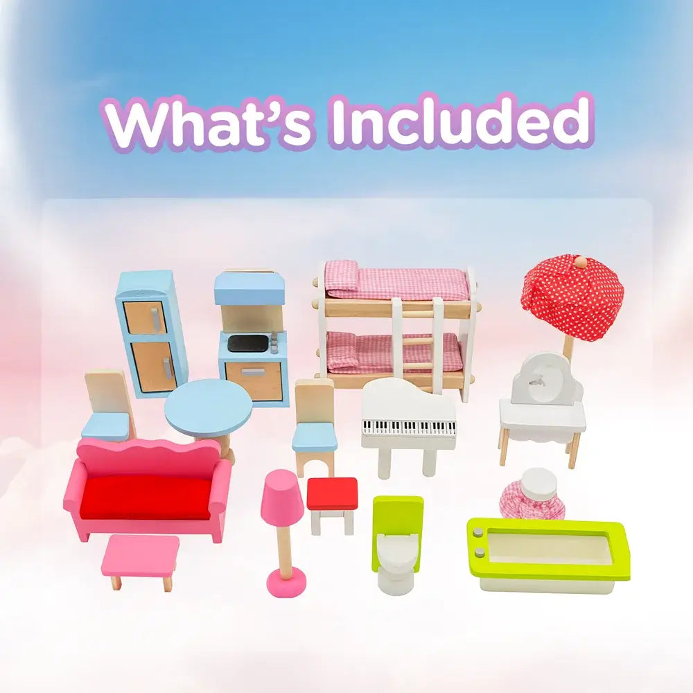 Windsor 3-Story Dollhouse w/ Complete Furniture Set