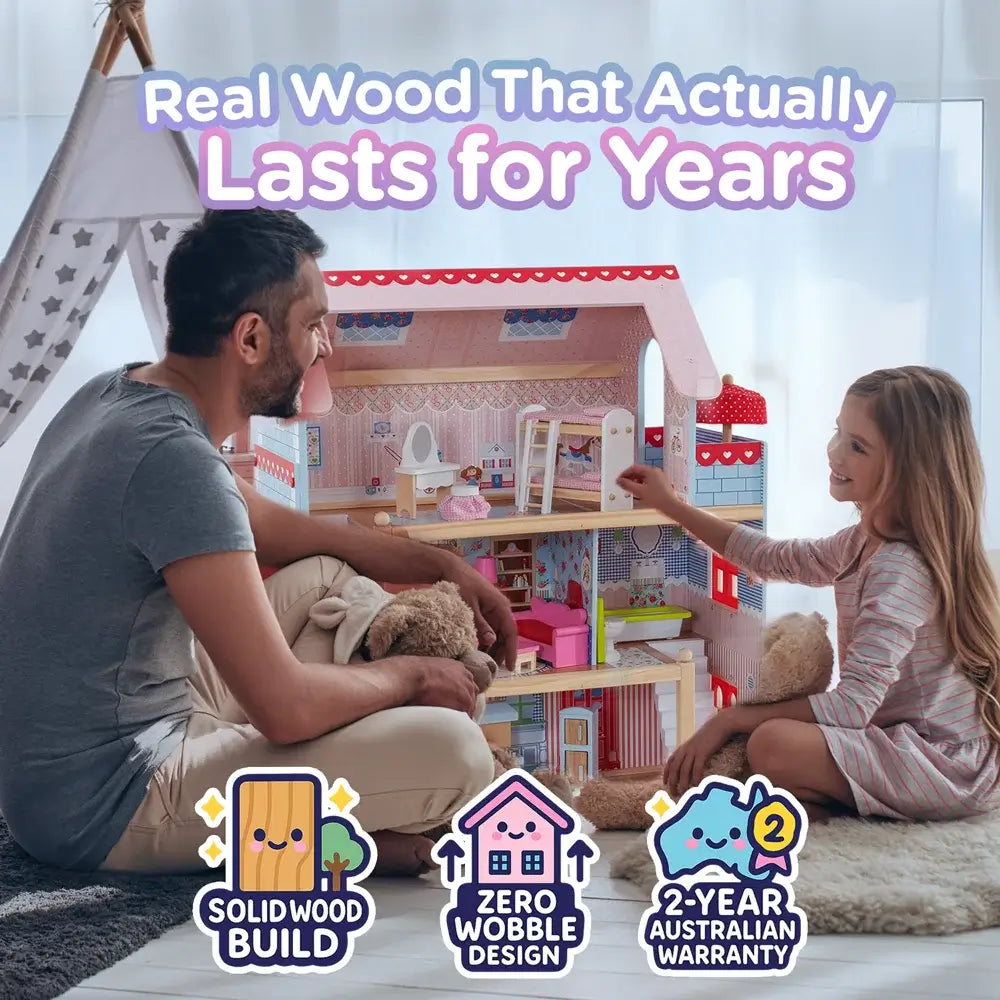 Windsor 3-Story Dollhouse w/ Complete Furniture Set