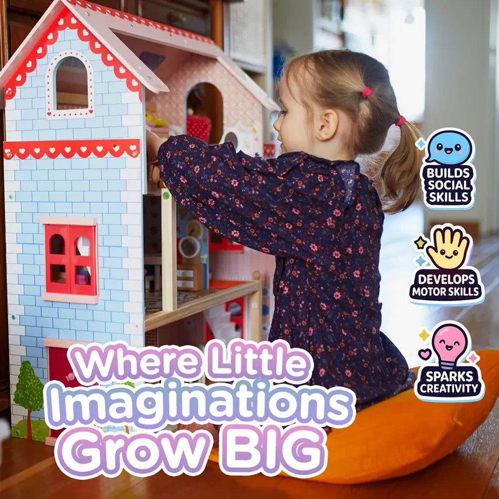 Windsor 3-Story Dollhouse w/ Complete Furniture Set