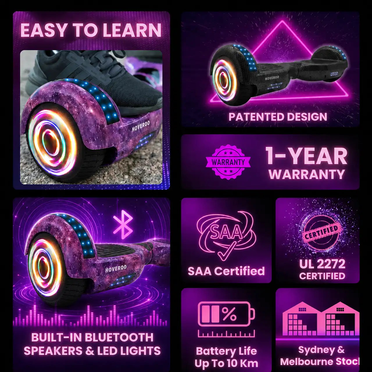 2026 Upgraded Hoverboard for Kids - All Terrain Self Balancing Scooter - UL 2272 Certified - Built In Bluetooth Speaker - Long Lasting Battery