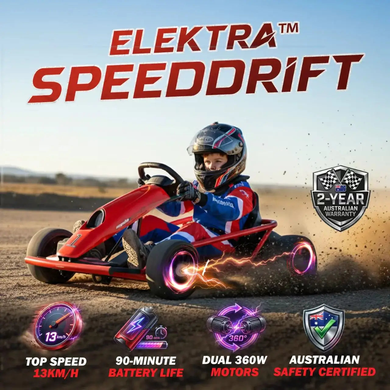 Elektra SpeedDrift - Electric Go Kart for Kids 5-12