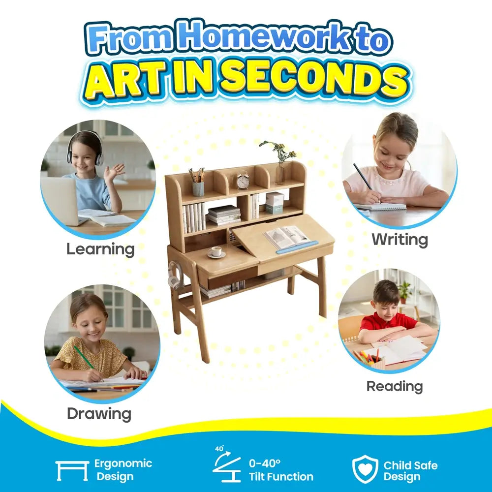 Bellamy Study Desk - Height Adjustable & Tilting Desktop