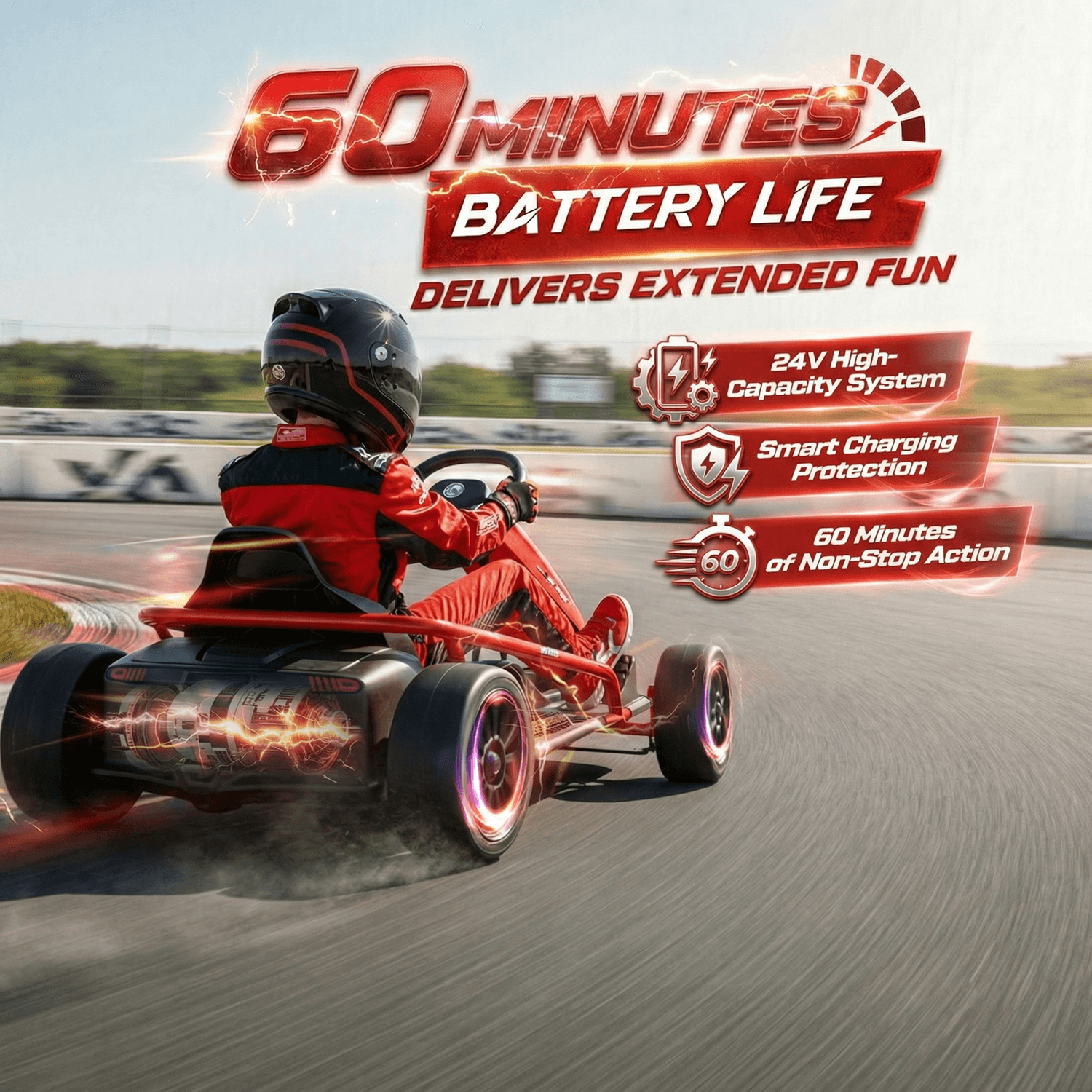 Elektra SpeedDrift - Electric Go Kart for Kids 5-12