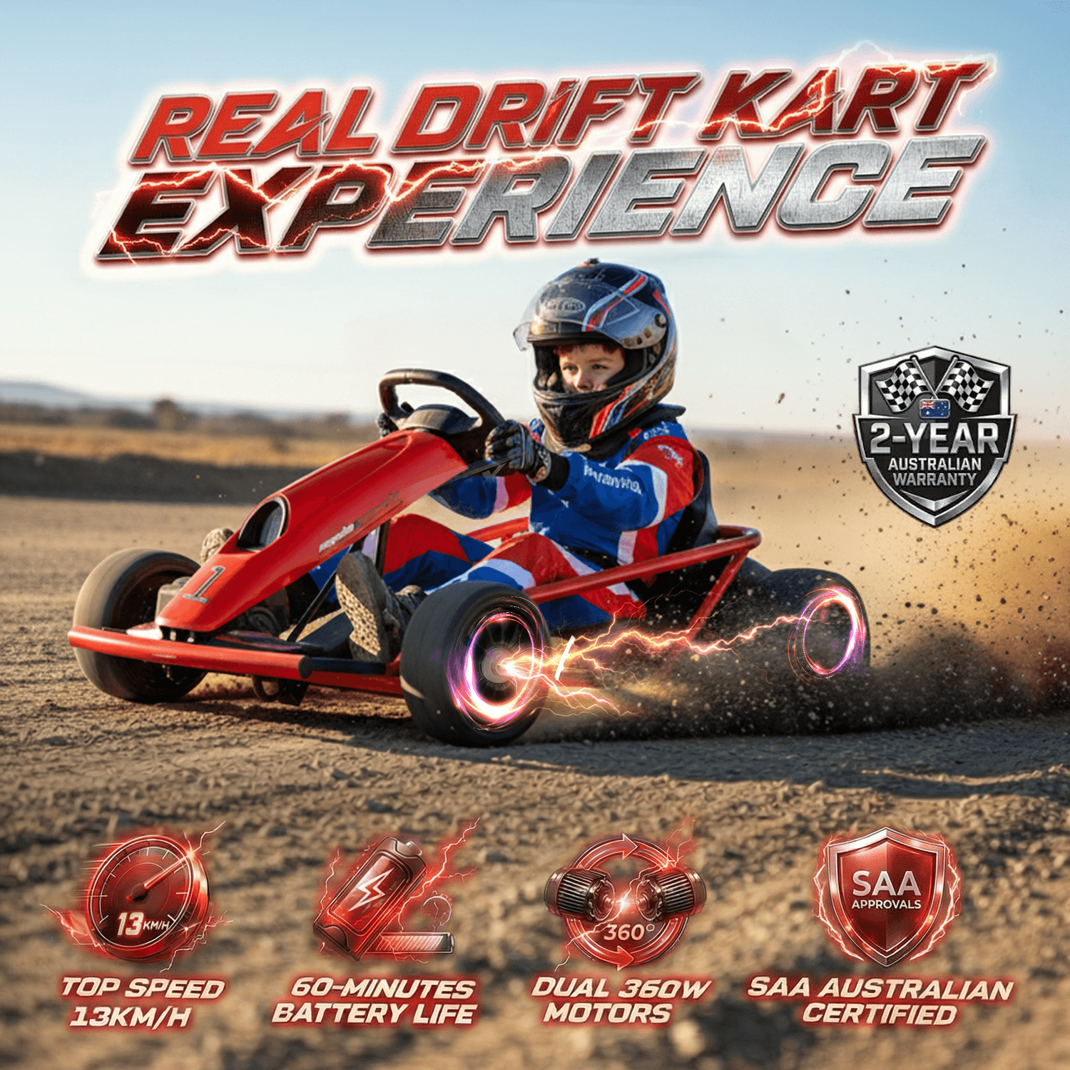 Elektra SpeedDrift - Electric Go Kart for Kids 5-12