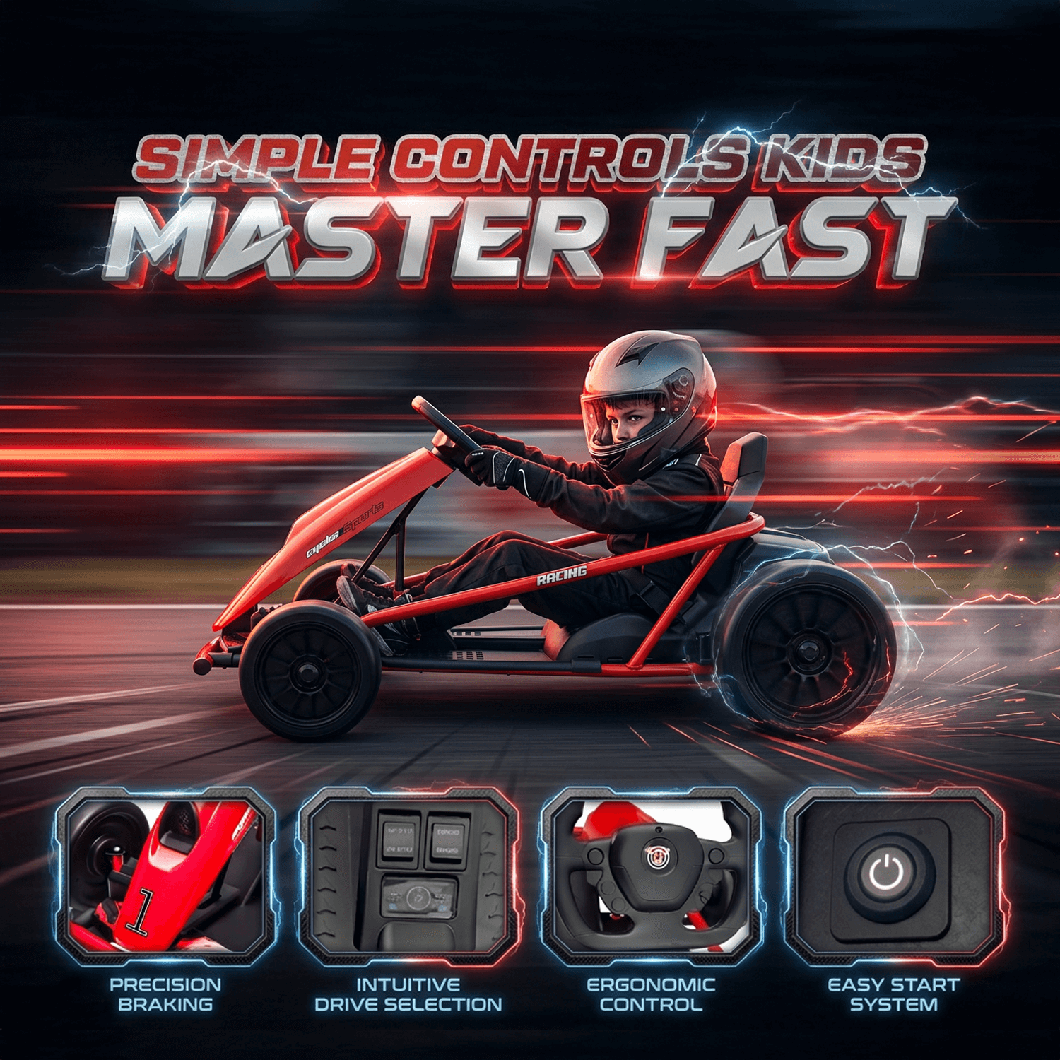 Elektra SpeedDrift - Electric Go Kart for Kids 5-12