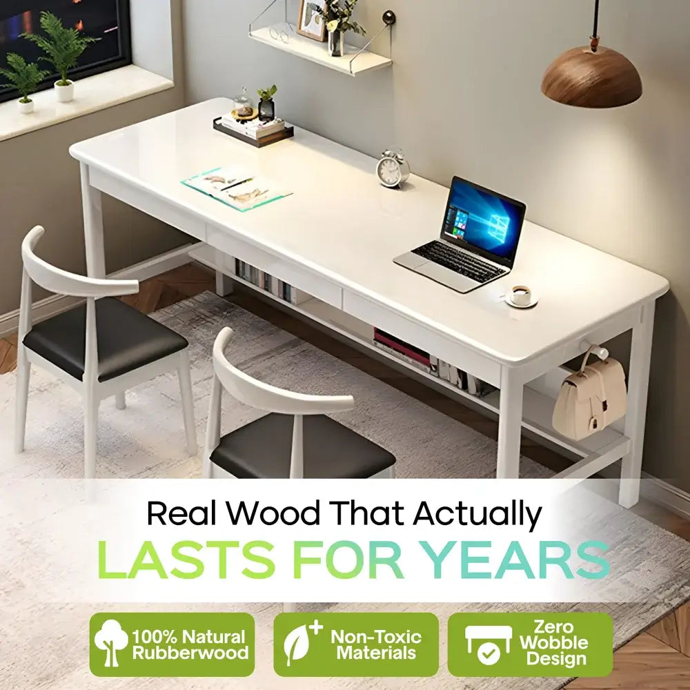 Hadley Solid Wood Study Desk with Drawers